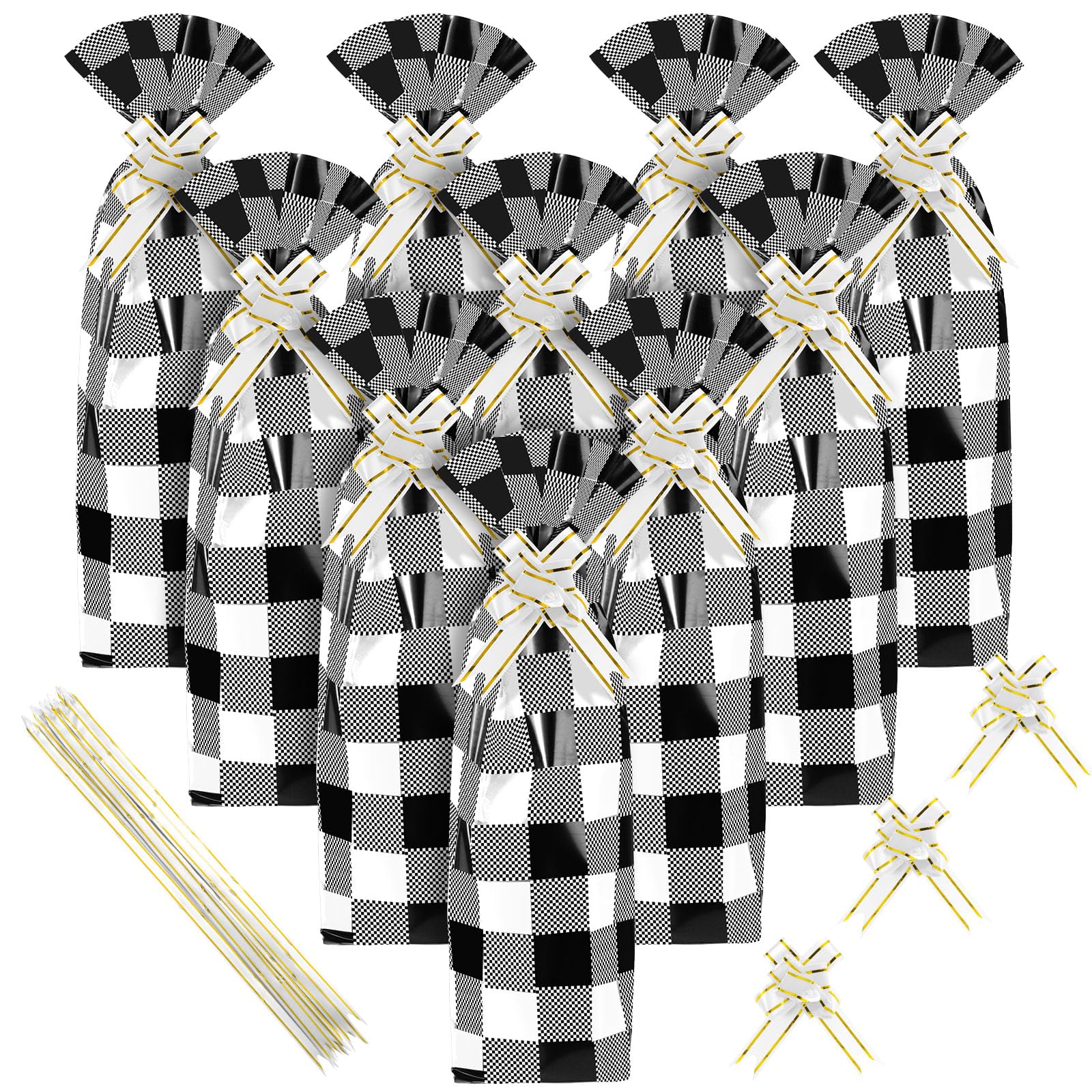 160 Pcs Christmas Wine Bottle Gift Bags Set - Cellophane Bags With Pull Bows For Holiday Gifts