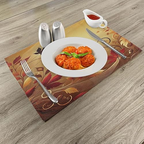 Miniatura 36 de Ambesonne Juego de 4 manteles individuales amarillos y azules, diseño de flores de primavera, flores vibrantes, manteles individuales de tela Azul