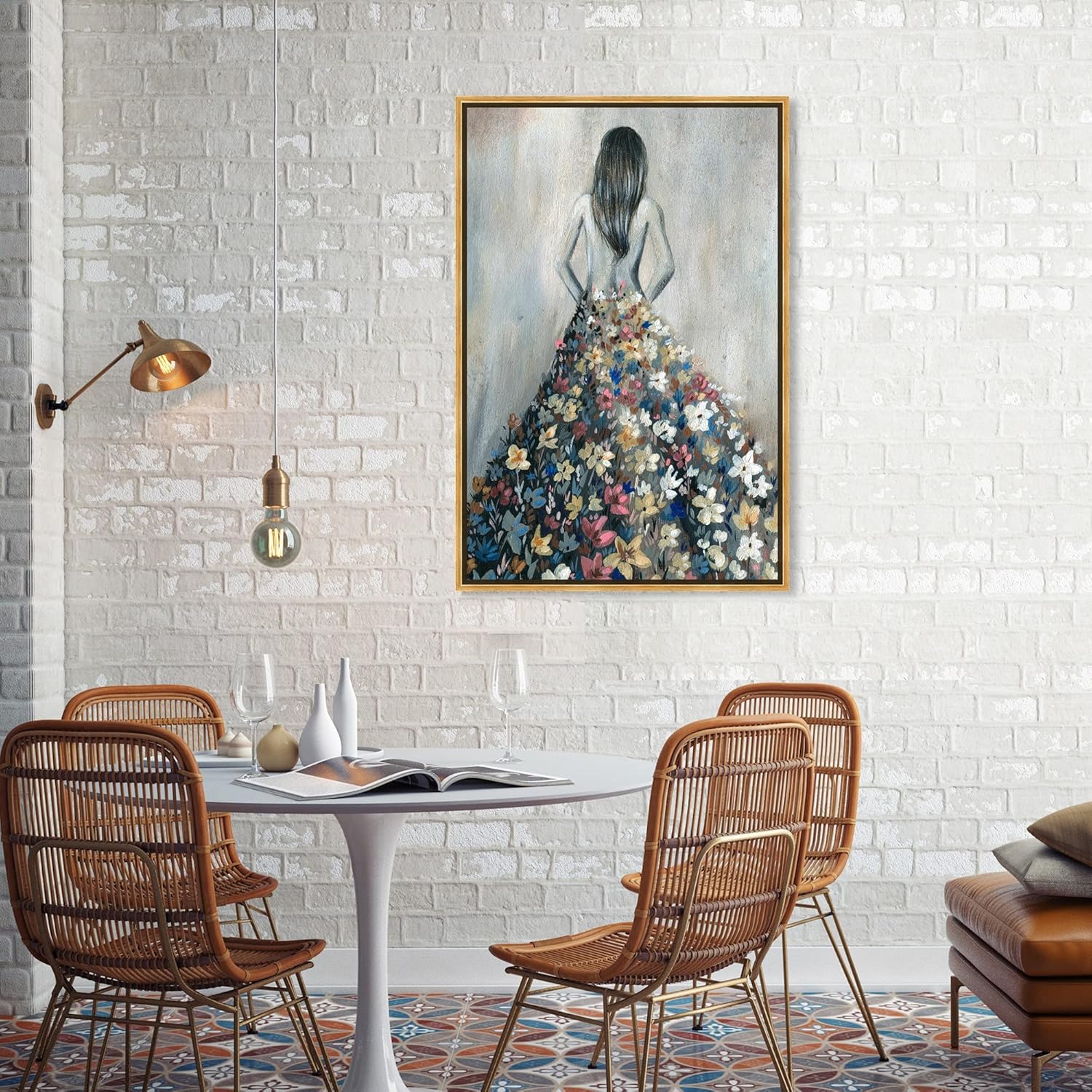 Oliver Gal Girl with Flower Thoughts Canvas Print Wall Art for Living Room, Bedroom, and Bathroom, 30 x 45, Gallery Wrapped