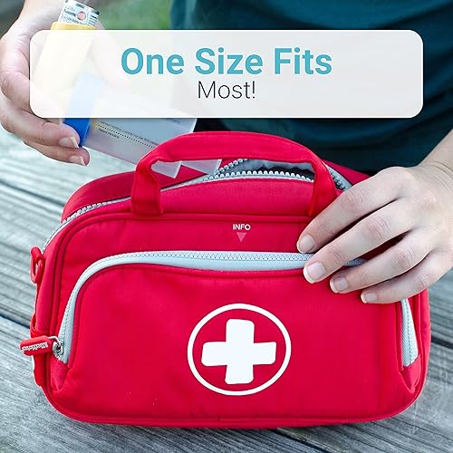 Miniatura 6 de Allermates Family Travel Essentials - Estuche organizador de bolsa para medicamentos para alergias y asma (rojo brillante)