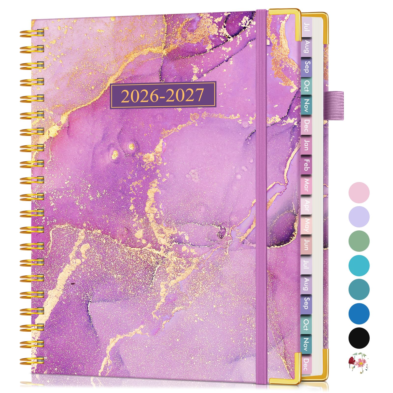 A4 18 Months Academic Planner 2026-2027, Weekly and Monthly Calendar Planner from July 2026 - June 2027, Hardcover Leather Book with Tabs, Spiral Daily Planners for College School Teacher Student