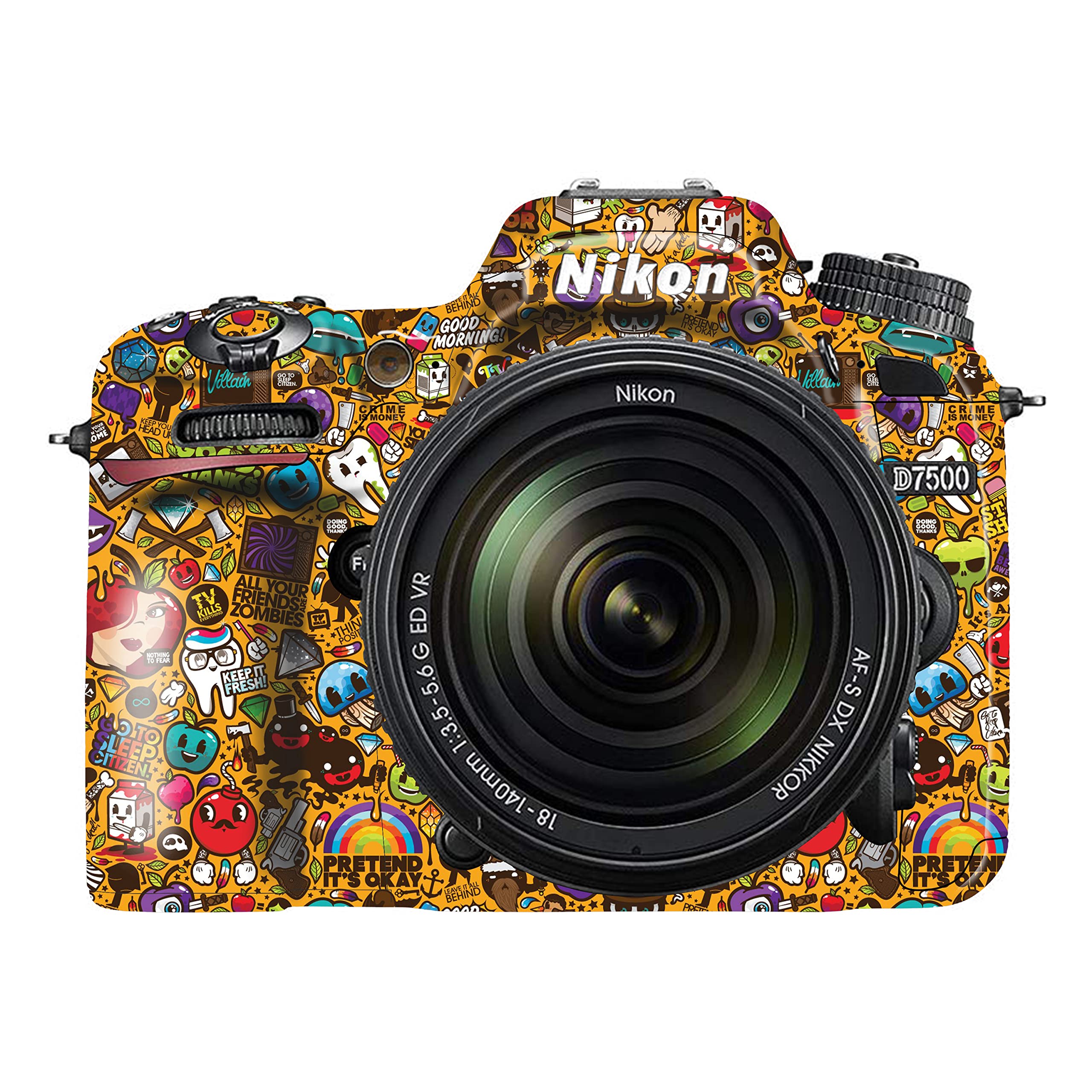 WRAPTURE. Premium DSLR Camera Scratchproof Protective Skin for Nikon D7500 - No Residue Removal, Bubble Free, Scratch Resistant, Stretchable, HD Quality Printed - HDCS-Nikon-D7500 (Design 06)