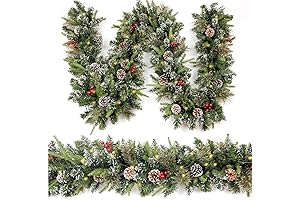 Balsam Hill Christmas Garland: Snowy Elegance with Twinkling Lights