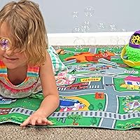 Vista 6 de Alfombra de juego infantil de doble cara con trenes, coches, carreteras, ciudad