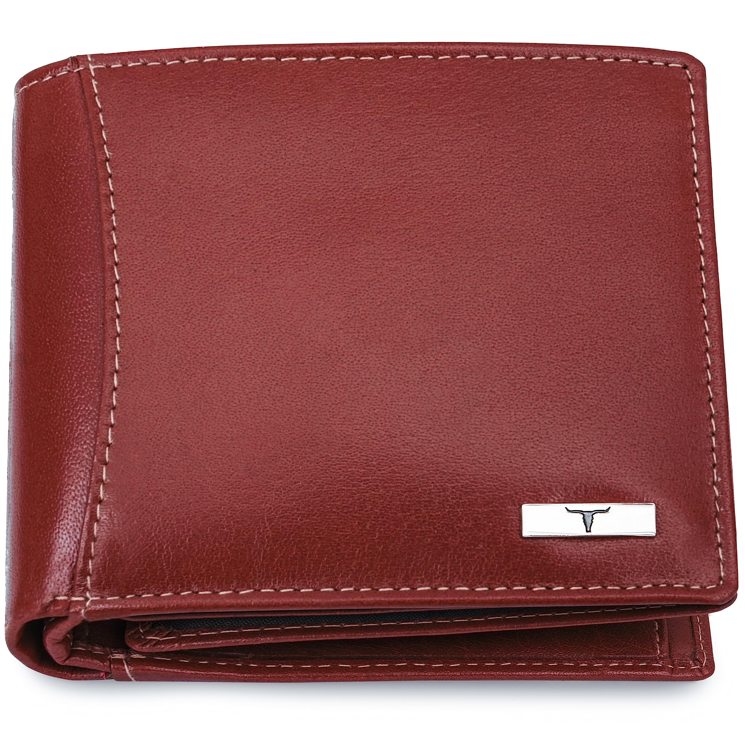 Urban Forest Oliver メンズ レザーウォレット, アニリンレッド。, コンテンポラリー