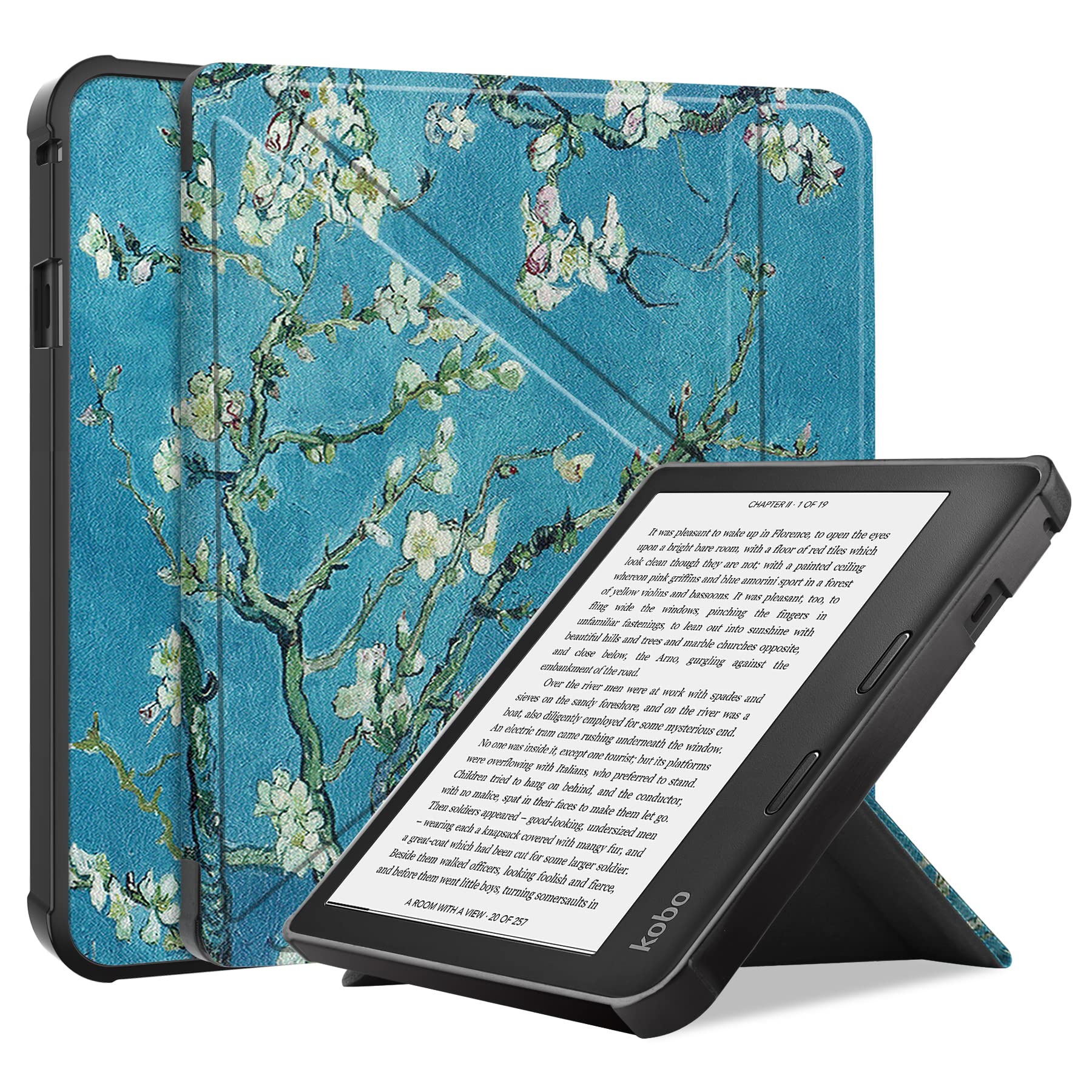 Kwmobile Étui Compatible Avec Kobo Sage - Coque à Rabat Magnétique En Similicuir Bleu Foncé