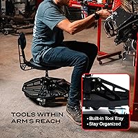 Vista 6 de Vyper - Silla de Taller de Acero Resistente para Mecánicos, Automotriz, Bricolaje - Taburete de Garaje con Capacidad de 300 lb, Respaldo y Ruedas