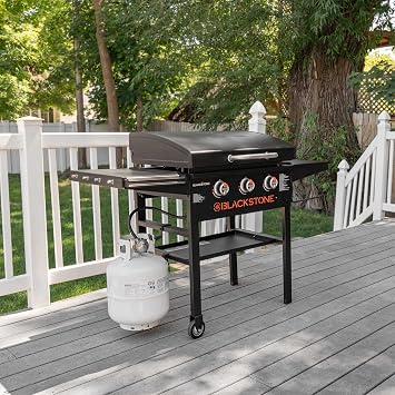 28 Inch Blackstone Griddle 2080 Original 3-Burner XL Griddle with Hood and Side Shelves Outdoor Flat Top Grill