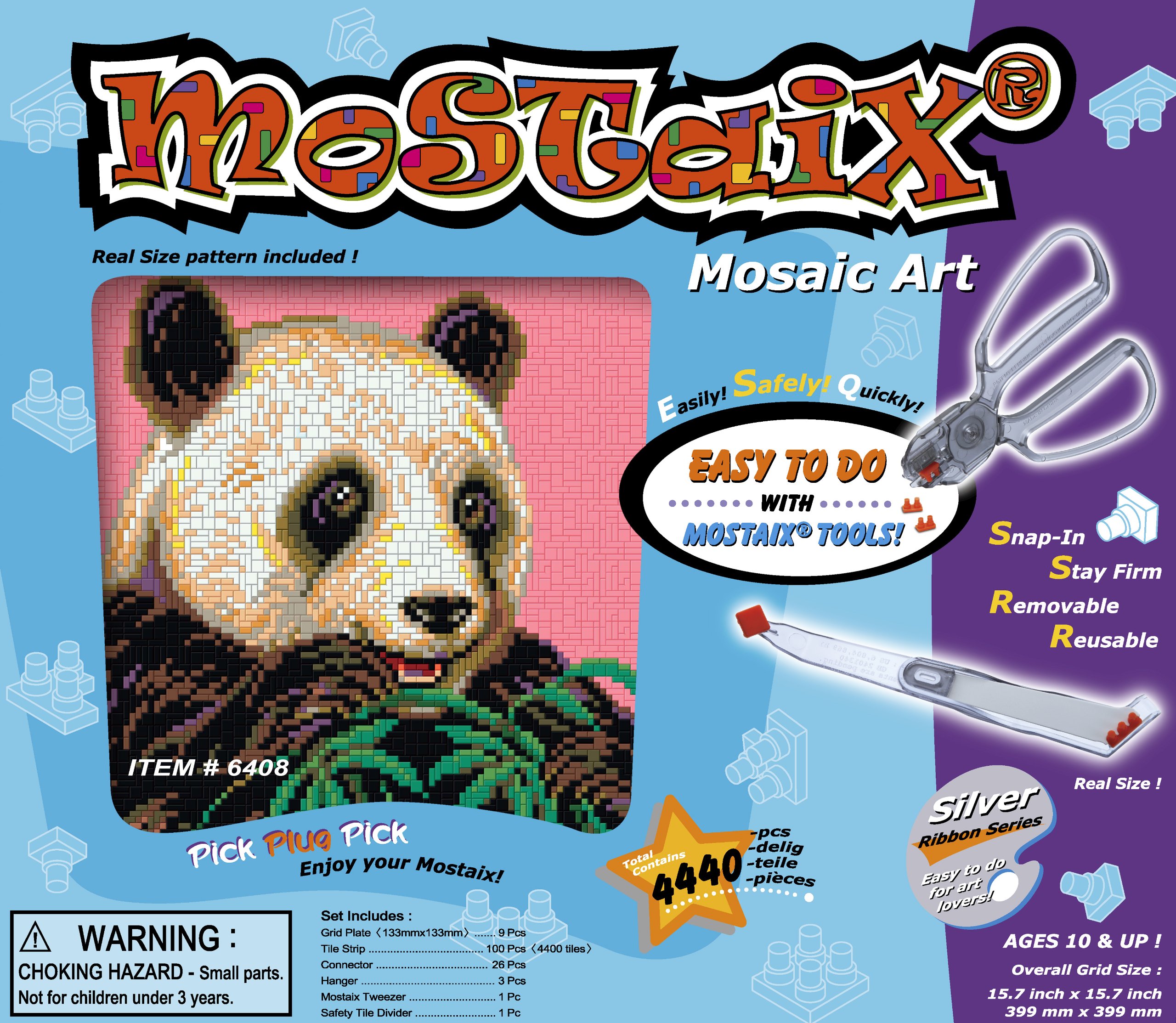Mostaix Silver Ribbon Series Panda Mosaic Art Set