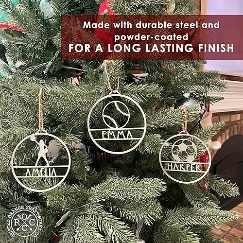 Miniatura 4 de ROCC RUSTED ORANGE CRAFTWORKS CO. Adorno deportivo personalizado, paquete de 3, 30 estilos de temas deportivos, letrero de nombre personalizado,