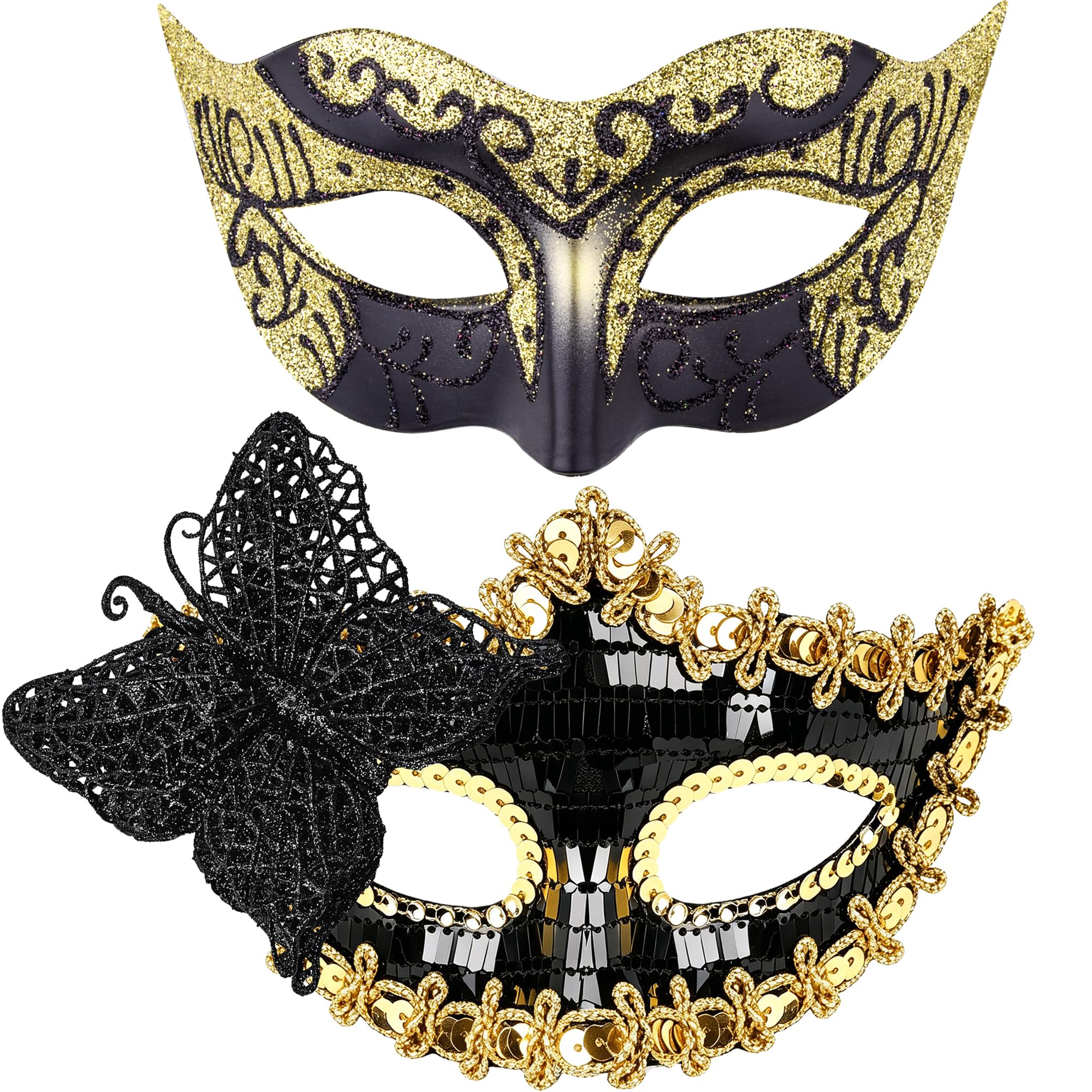SIQUK 2 Piece Venetian Masquerade Mask