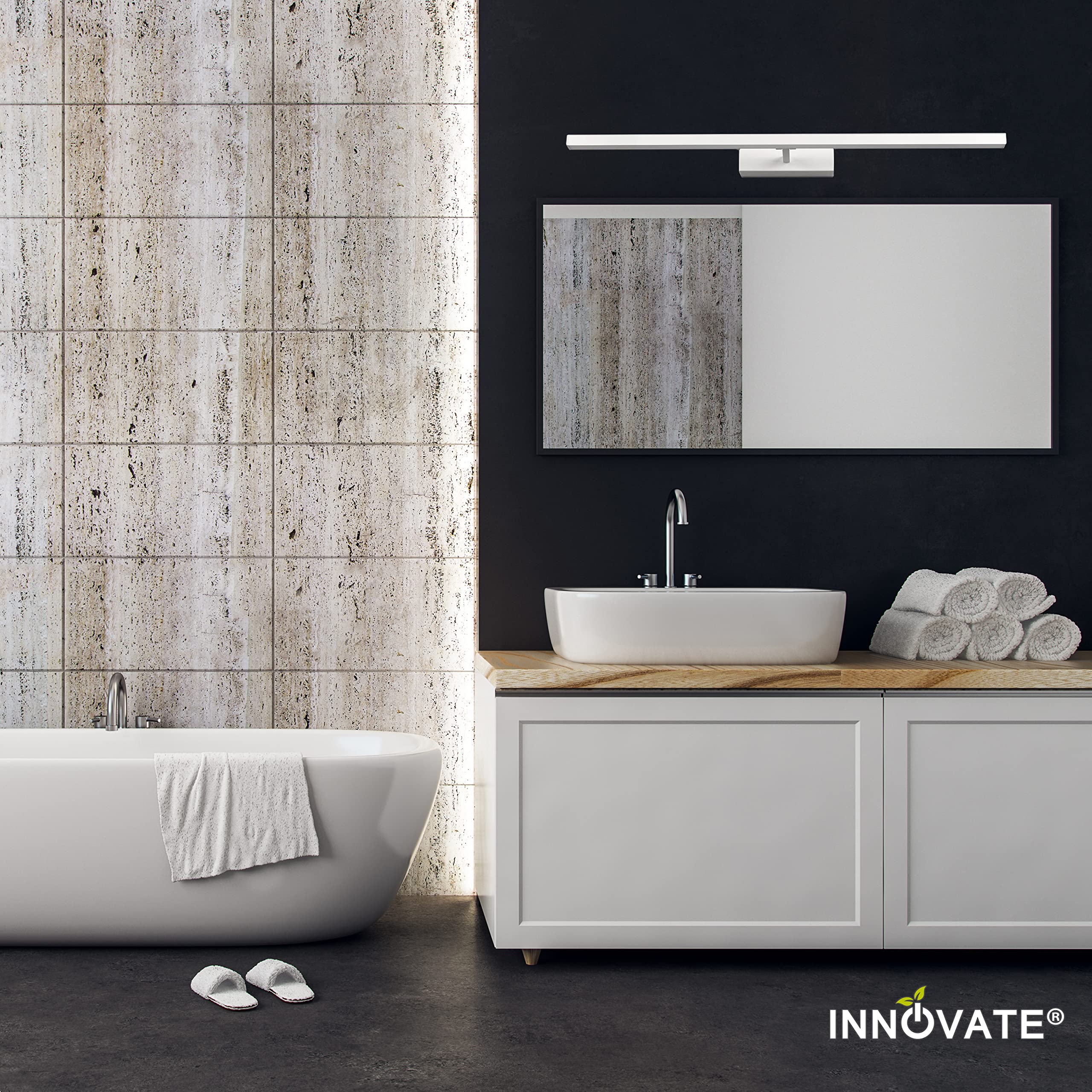 INNOVATE LED Spiegelleuchte Spiegelschrank Bad Weiß [LED Lampe 230 V ColourSwitch schwenkbar] Bild Badezimmer Spiegelschrank I Schrankbeleuchtung Badezimmerschrank I Spiegelleuchte Bad Bilderlampe