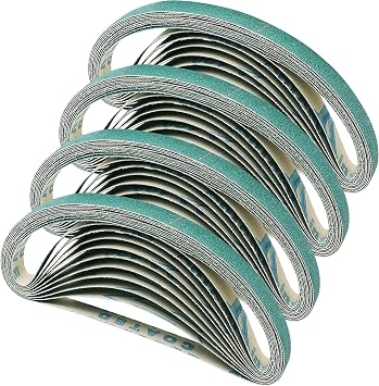 1/2 18 Inch Sanding Belts Ceramic 40-Pack, 10 Pcs Each of 60 80 120 240 Grit Belt Sander Sandpaper, Heavy-Duty Air File Sander Belt for Metal, Stainless, Wood, 1/218 Sander Belts