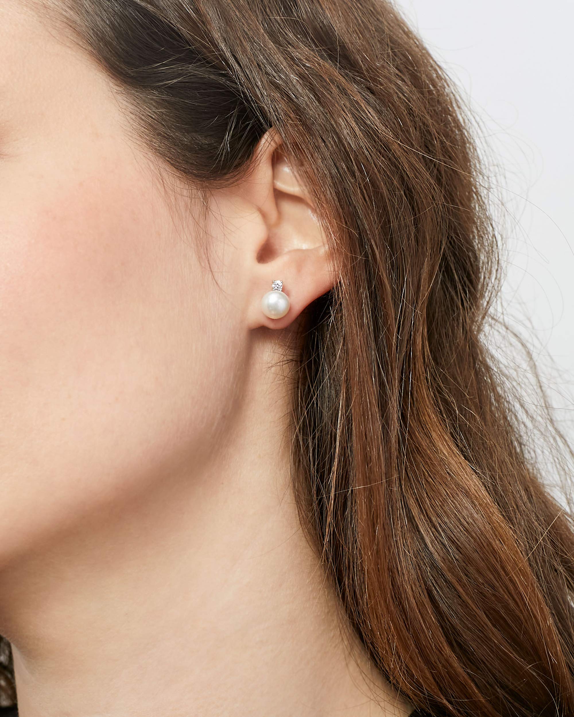 Damen Perlenohrringe Süßwasser Zuchtperlen Weiß mit Zirkonia SECRET & YOU- Perlenohrstecker Sterling Silber 925 mit großen Rücken oder Omega.
