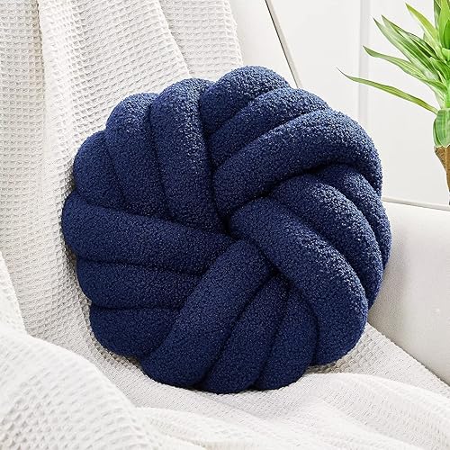 Miniatura 8 de Uvvyui Almohadas de Nudo, Almohadas Decorativas de 14 Pulgadas, Almohadas Redondas, Cojín Suave Hecho a Mano, Almohada de Bola Anudada, Cojín
