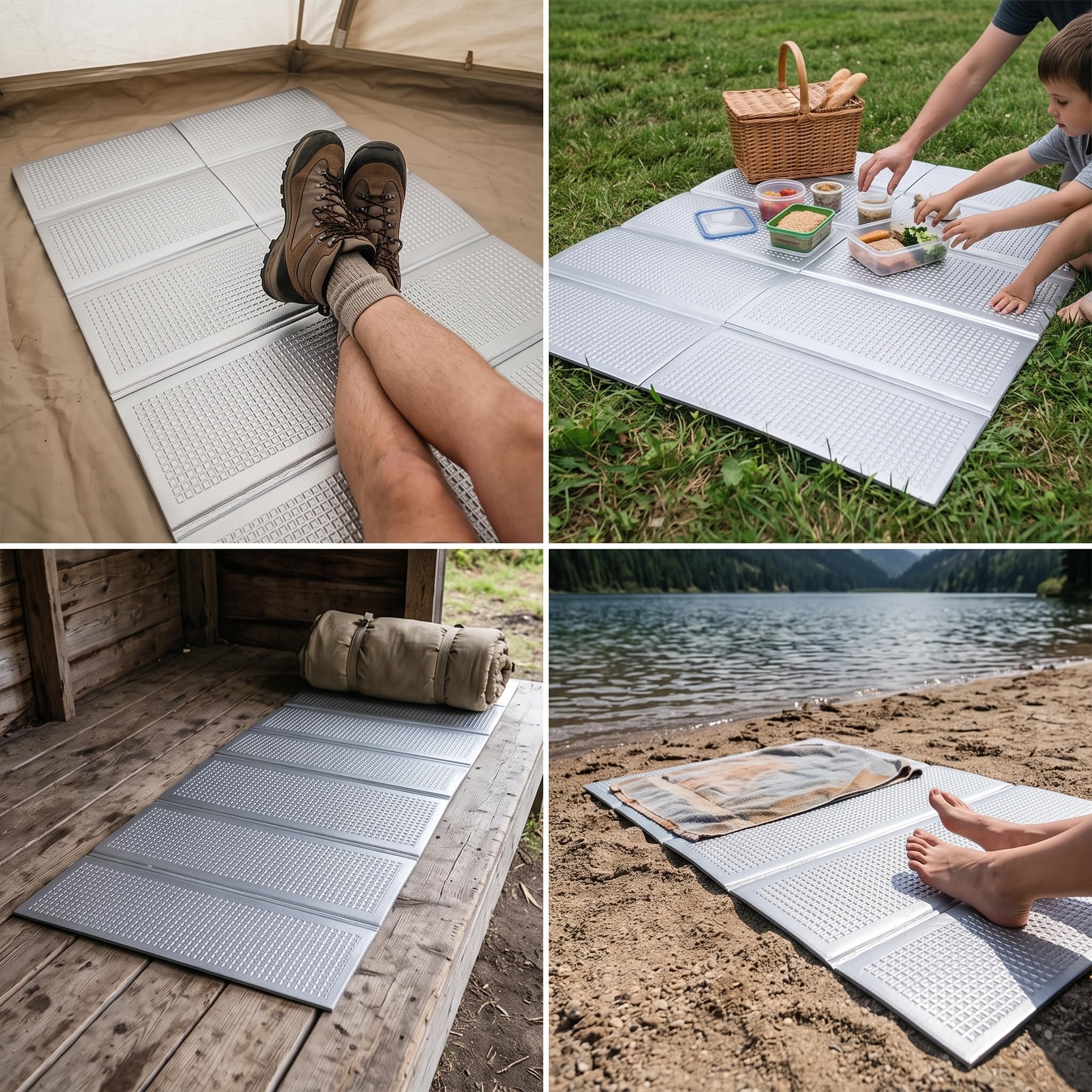 Colchoneta Espuma Aluminio para Camping, 1-2, Aislante para Exteriores, Esterilla Plegable