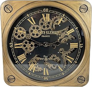 Sassy Home CA004 - Orologio da parete con movimento quadrato in rame e nero, 50 x 8 x 50 cm