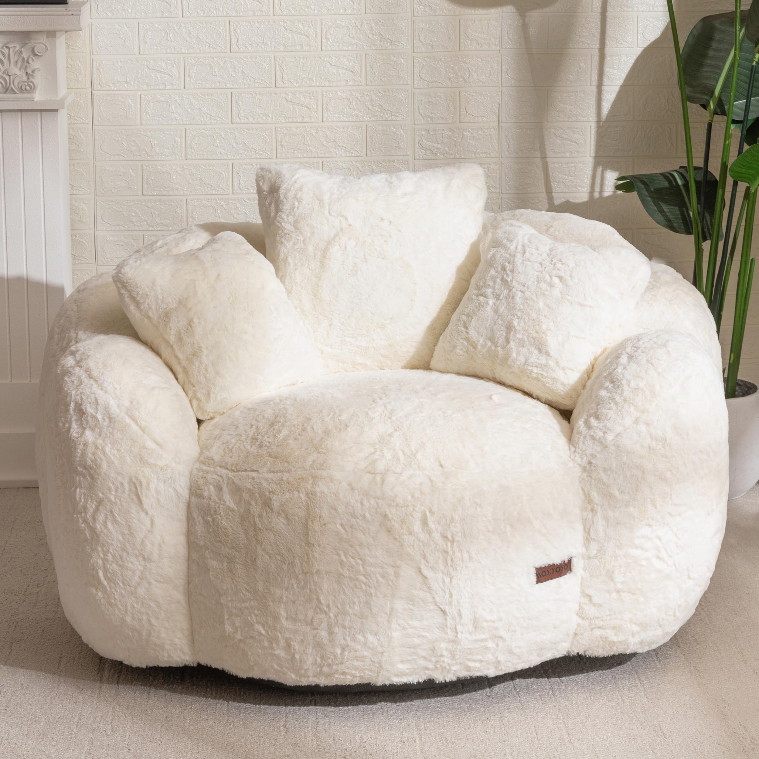 MAXYOYO Bean Bag Chair Oversized Floral Shaped Bean Bag Sofa for Adults Ultra Soft Faux Fur Floor Sofa