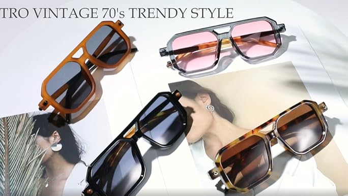 Amazon.com: FEISEDY Vintage Square 70s Flat Aviator