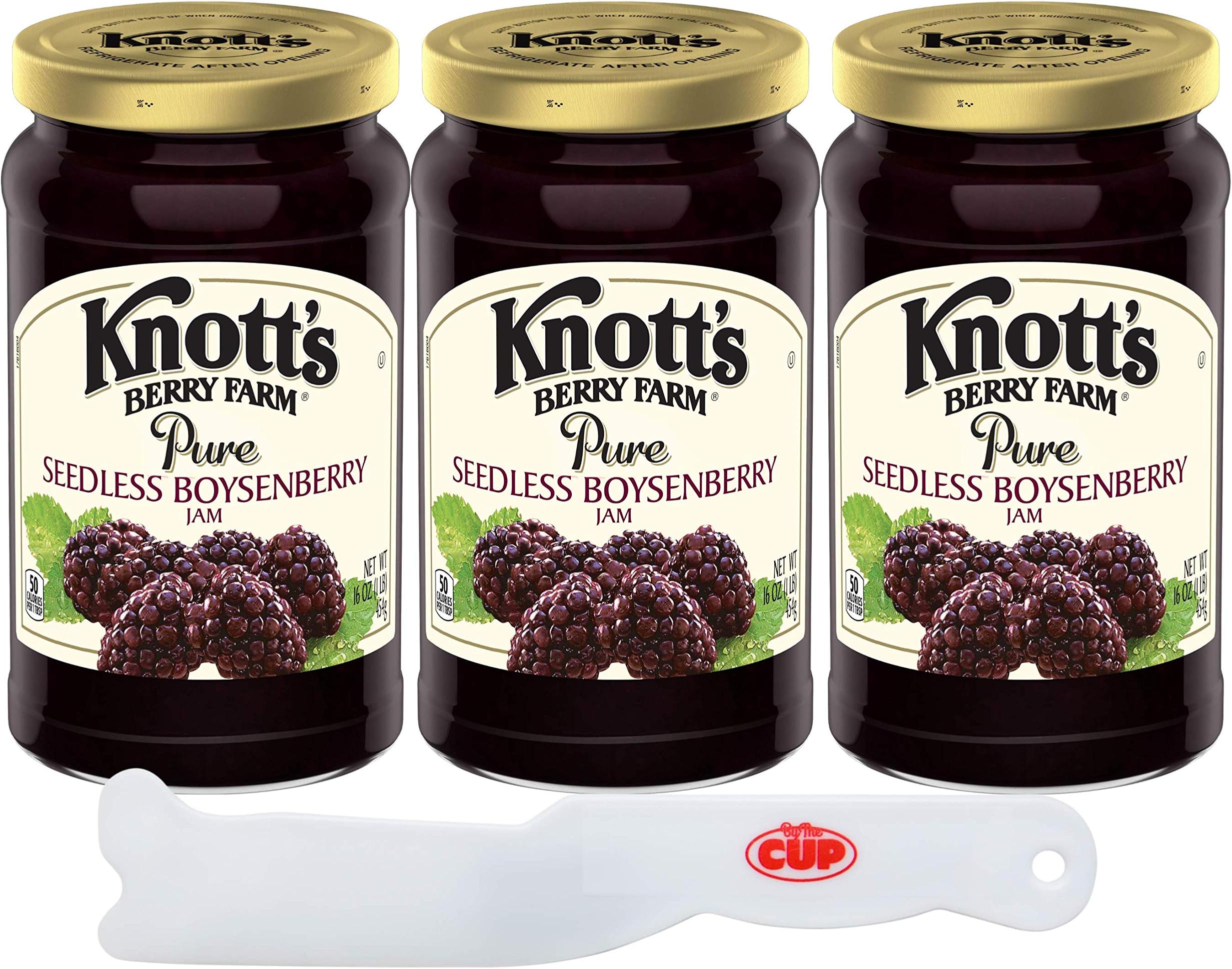 Knott's Berry Farm Pure Seedless Boysenberry Jam 16 Ounce Jar (Pack of 3)