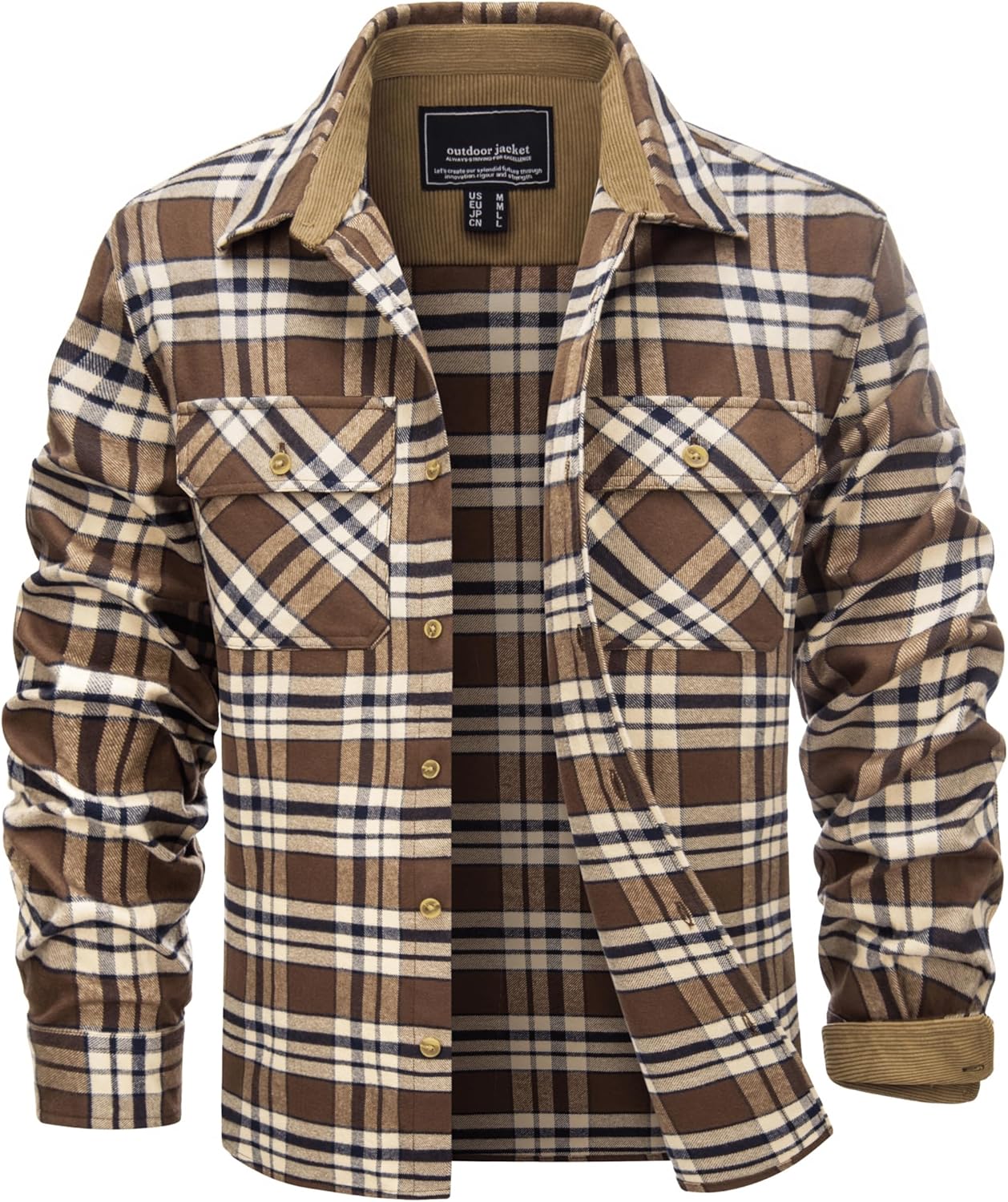 TACVASEN Mens Flannel Shirt Long Sleeve Plaid Shirts Cotton Lightweight Casual Button Down Work Shirt with 2 Pockets