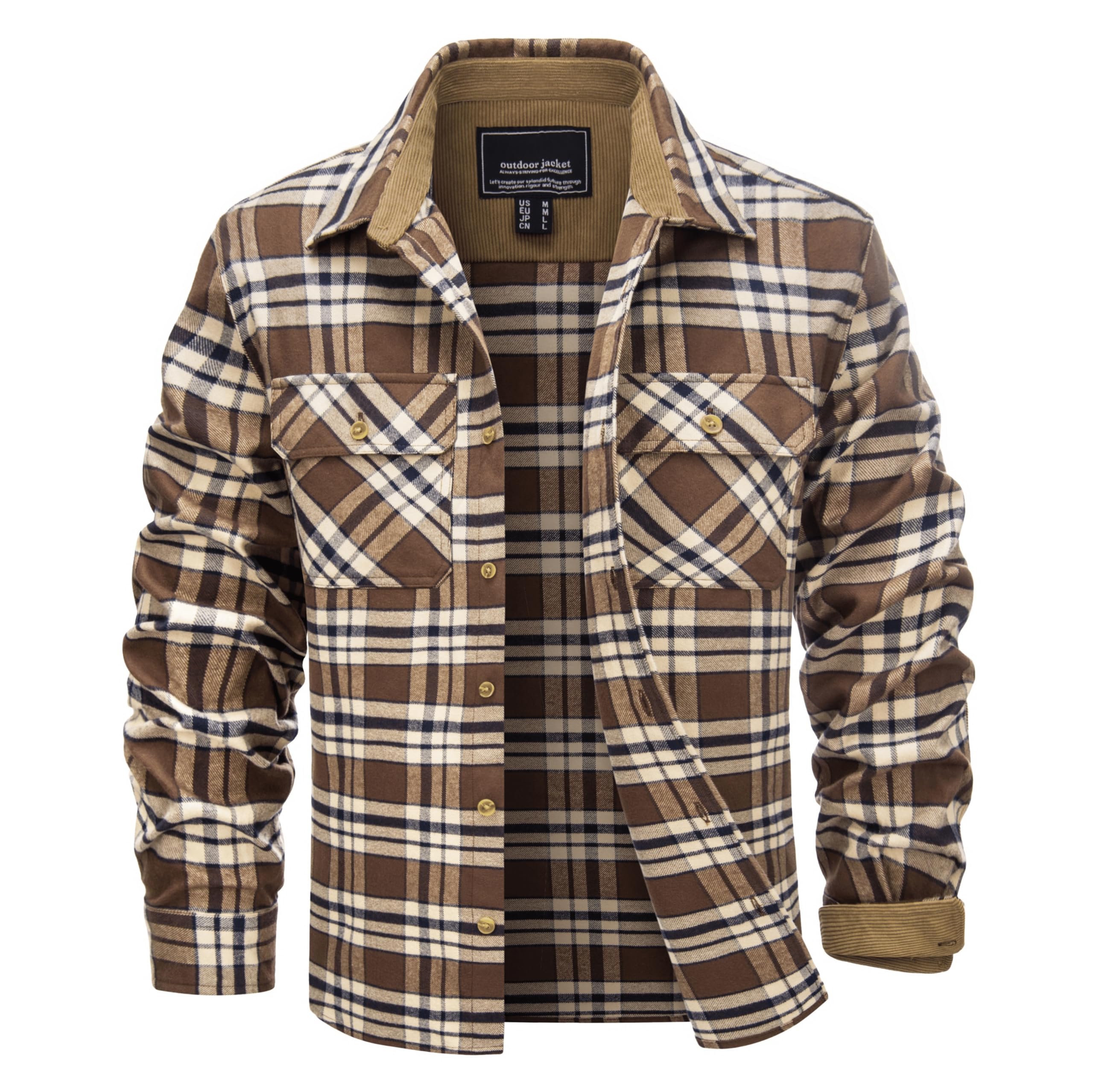 TACVASEN Mens Flannel Shirt Long Sleeve Plaid Shirts Cotton Lightweight Casual Button Down Work Shirt with 2 Pockets