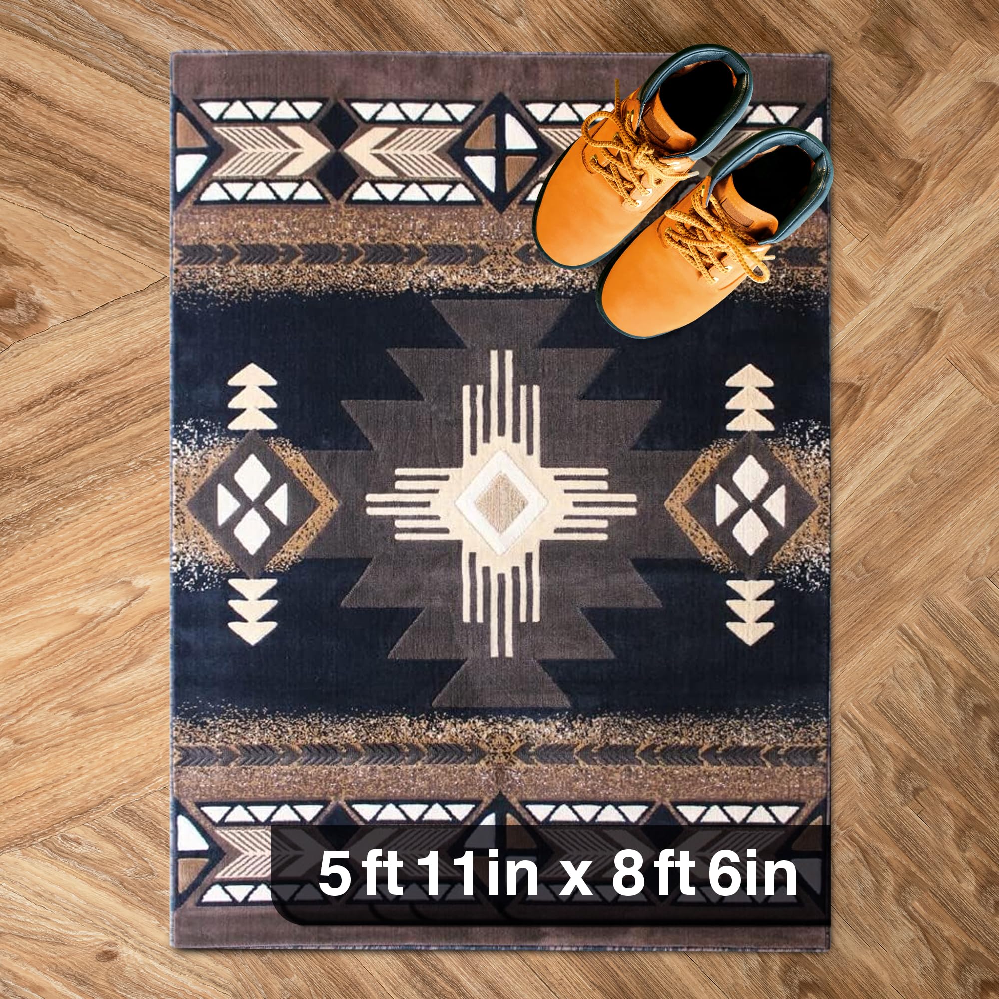 YHSF South West Native American Area Rug C318 - Easy Clean, Thick, Soft, Durable Native Tribal American Indian Inspired Rug for Bedroom/Living Room