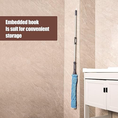 Miniatura 22 de Eyliden Trapeador con 2 cabezales reutilizables, fácil de escurrir, con mango largo de 57.5 pulgadas, trapeadores húmedos para limpieza de pisos