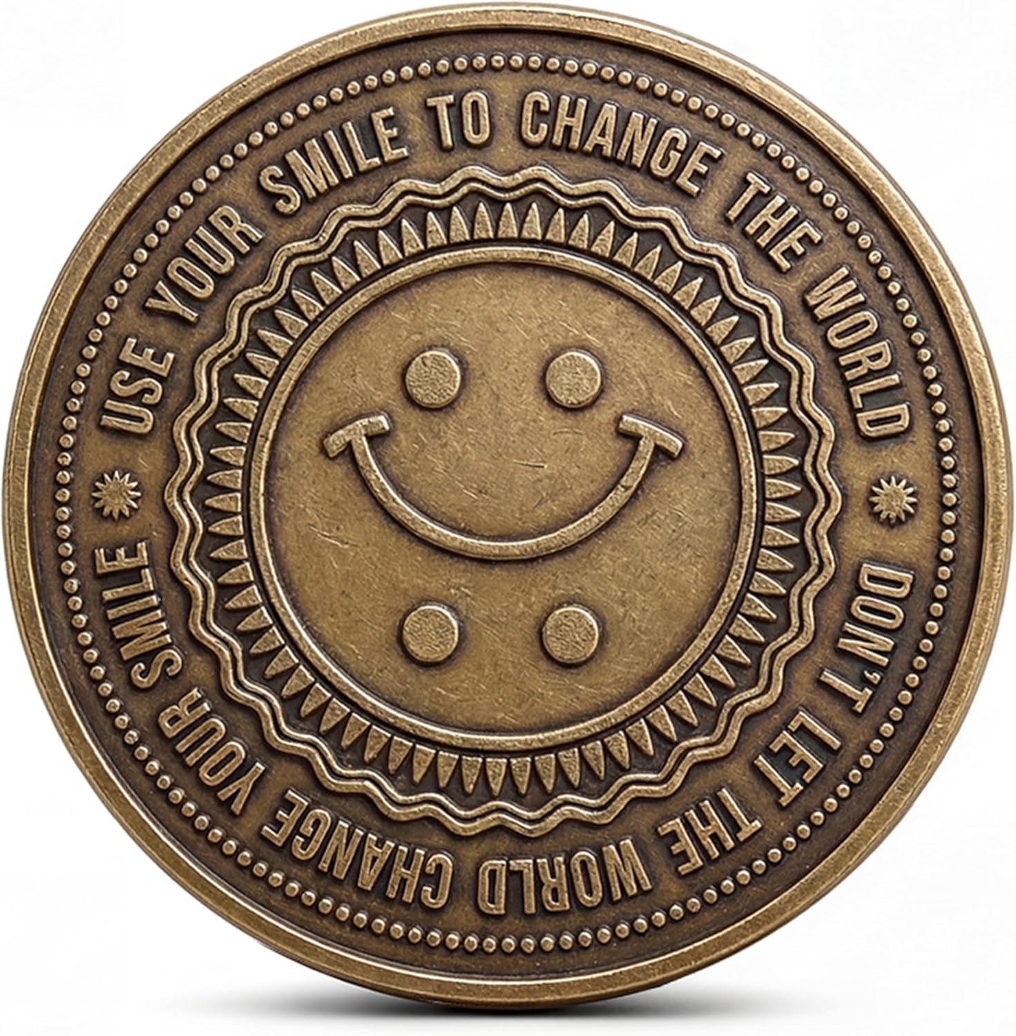 Smile Coin - Inspirational Pocket Token, Happiness Medallion, Positive Energy Challenge Coin for Daily Joy & Motivation