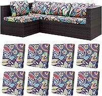 BIETYONE 8-Pack Stretch Patio Cushion Covers - Elastic Outdoor Sofa Slipcovers, Fits 20-27" Cushions, Washable Reusable (Rococo)