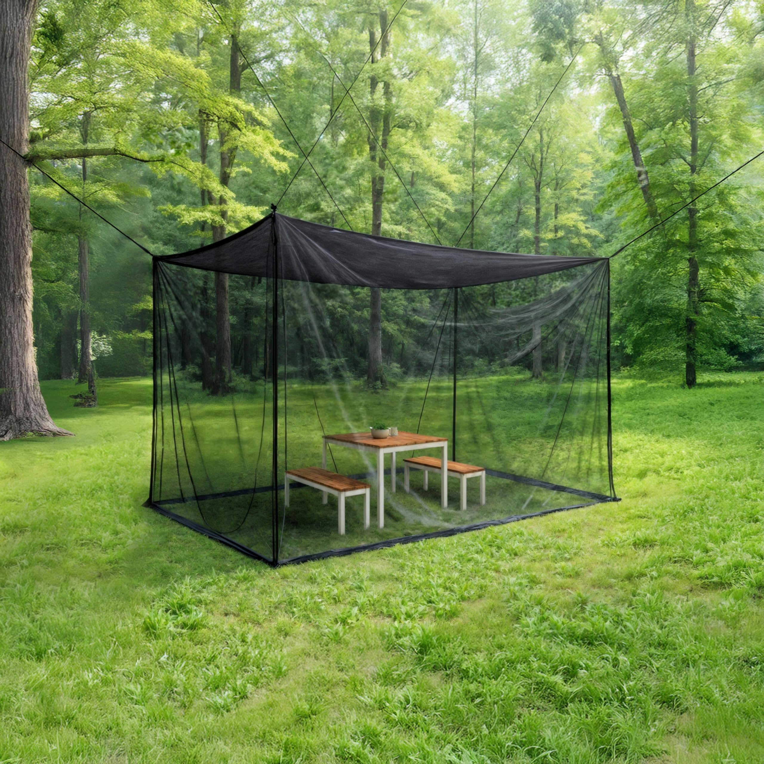 Mosquitera XXL 300 x 500 x 250 cm malla 220 negro 5 m para tienda caravana