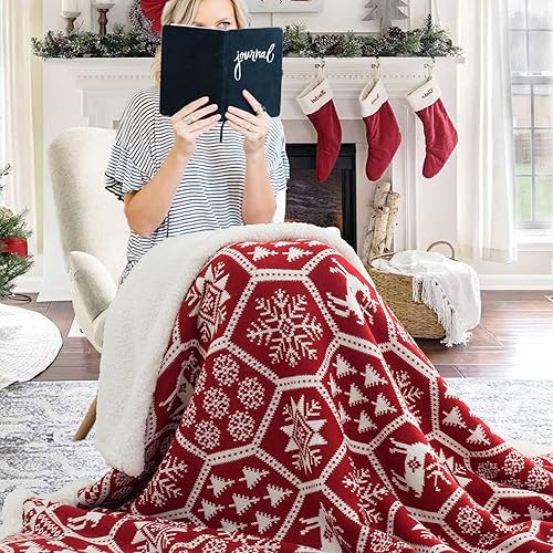 Miniatura 6 de GINAMUSE Manta Sherpa para sofá, manta reversible gruesa y cálida de 50 x 60 pulgadas para invierno, manta de Navidad súper suave y acogedora para