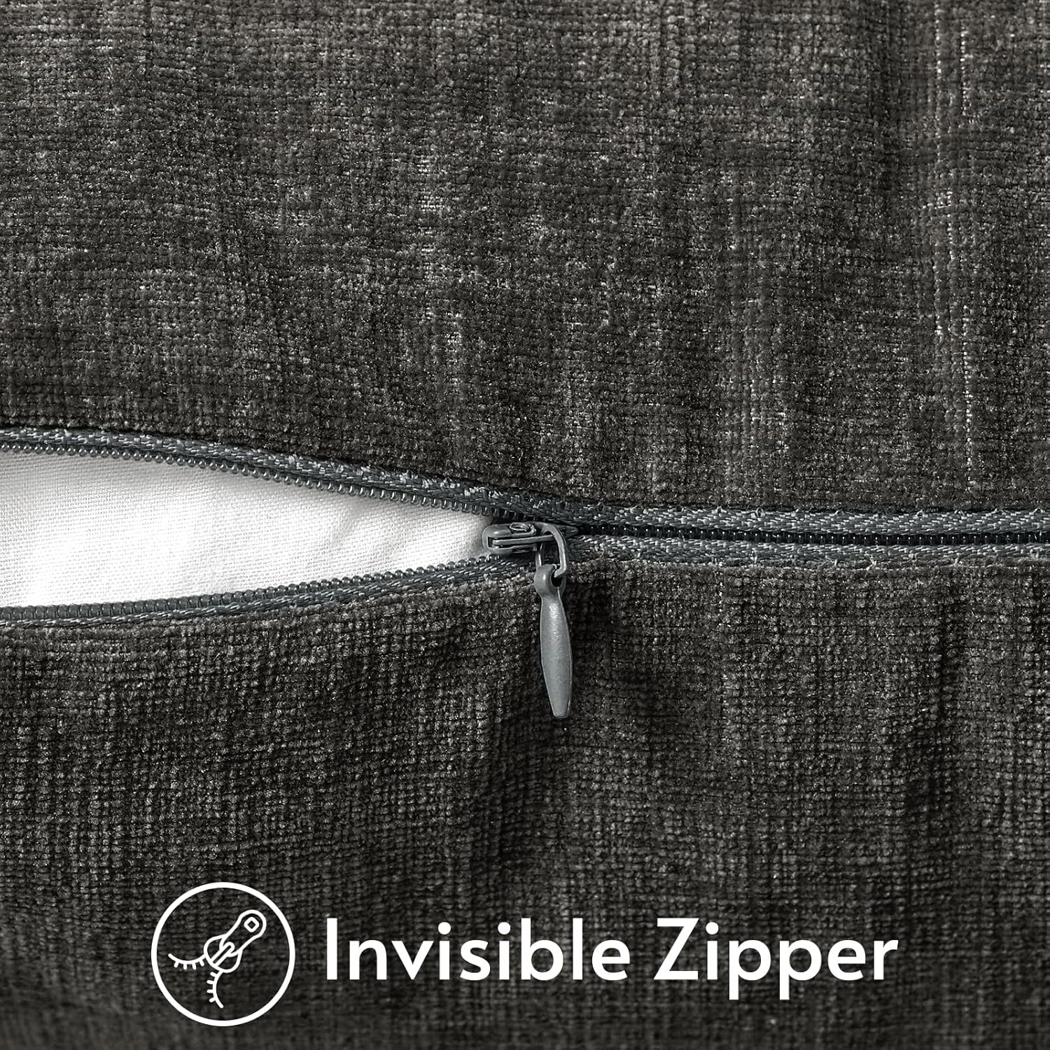 OTOSTAR Chenille Throw Pillow Covers 12x20 Inch Soft Farmhouse Dark Grey Decorative Pillow Covers Solid Lumbar Cushion Case for Sofa Bed Living Room Couch Home Decor (Dark Grey) - Image 3