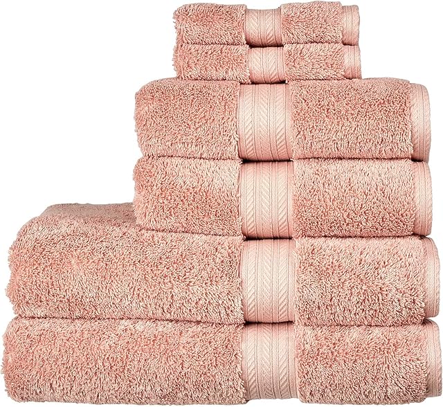 Christy Renaissance 6 Piece Towel Set in Peony 100% Egyptian Cotton - Luxuriously Soft & Super Absorbent - 675 GSM - 2 Bath, 2 Hand & 2 Face Towels