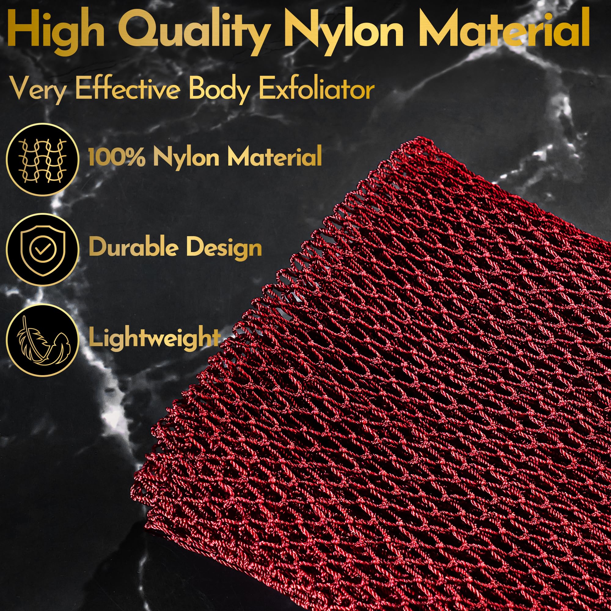 Zulu Zest Authentic African Net Sponge – 3-Pack Exfoliating Mesh for Face & Body, Deep Clean, Quick Dry, Long-Lasting Bath Scrubber for All Skin Types, Travel-Friendly & Durable (Black, Yellow, Red)