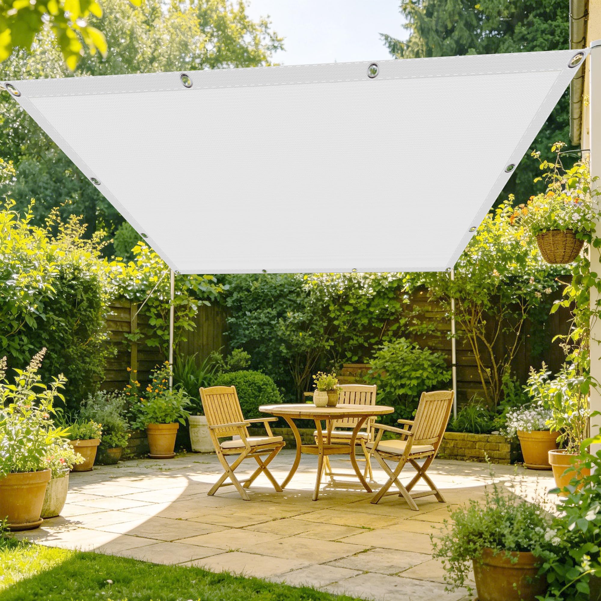 Voiles ombrages 120 x 350 cm blanc imperméable pour balcon et terrasse