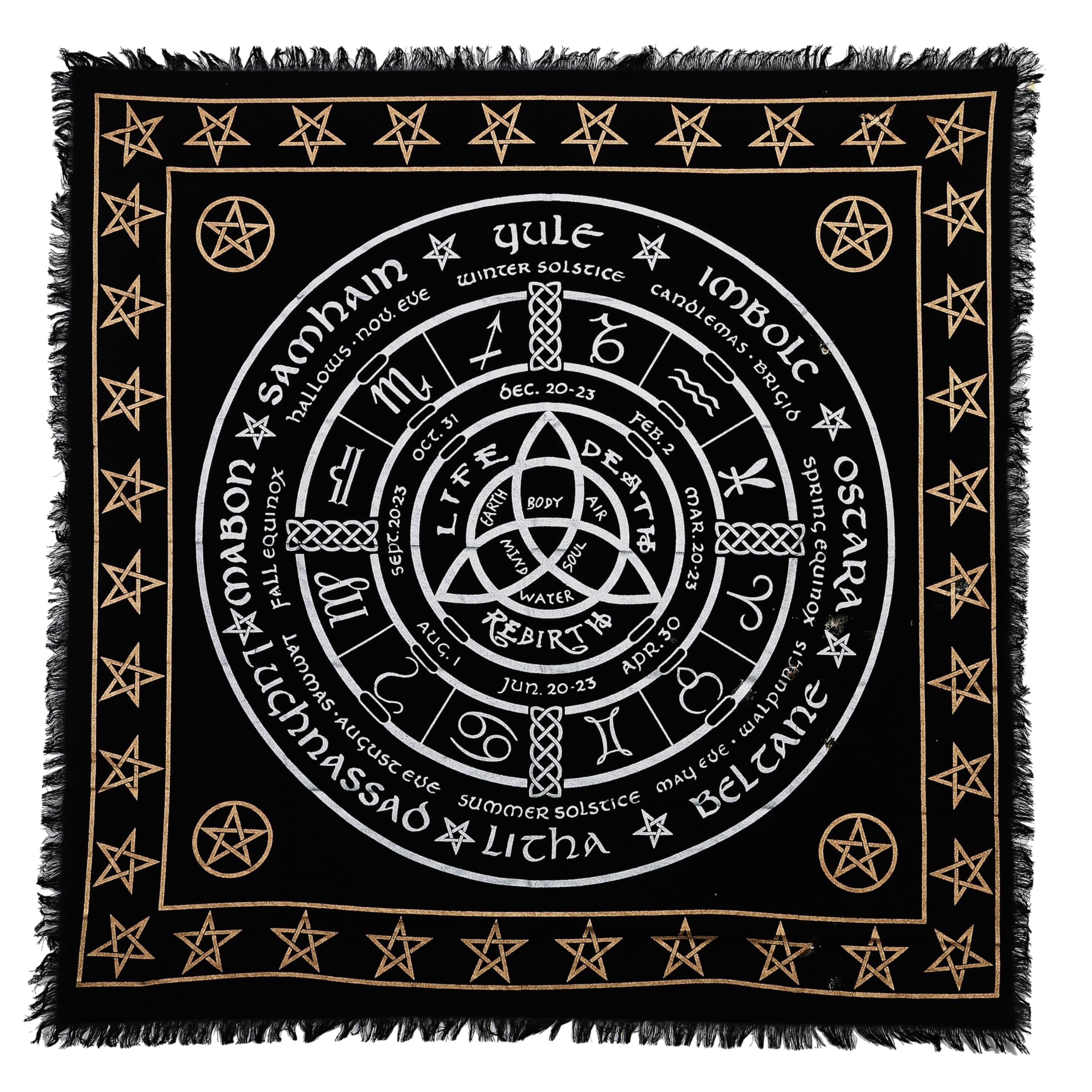Altar Cloth Pagan Wheel Witchcraft Alter Tarot Spread Top Cloth Wiccan Square Spiritual 36 by 36 sacred cloth Pagan Wheel