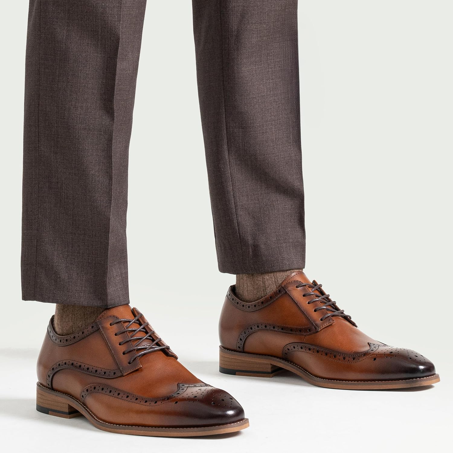 Jousen Mens Dress Shoes Leather Oxford Derby Shoe Formal Brogue Wingtip Dress Shoes for Men - Image 3