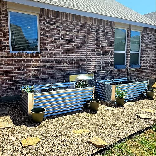 Miniatura 6 de Cama de jardín elevada galvanizada de 8 x 4 x 2 pies con 2 jaulas de tomate, cama de jardín elevada de metal grande al aire libre, jardinera elevada