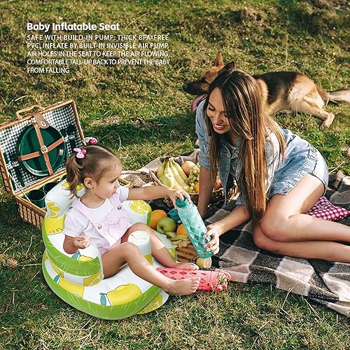 Miniatura 50 de Silla de bebé inflable, asiento de bebé inflable para bebés de 3 meses en adelante, silla inflable de verano con bomba de aire integrada, asiento