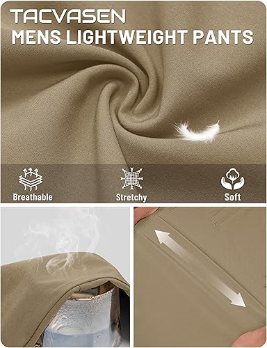 Miniatura 5 de TACVASEN Pantalones de senderismo ligeros para hombre, atléticos, casuales, de secado rápido, elásticos, resistentes al agua, con bolsillos, para