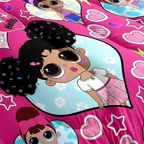 Miniatura 4 de Juego de edredón de niña negra, juegos de ropa de cama tamaño individual rosa para decoración de dormitorio de niños, ropa de cama linda para niña
