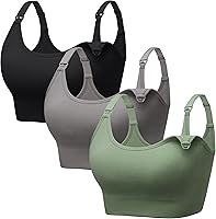 Angelhood Wireless Non-Padded Minimizer Nursing Bras - Breastfeeding Support, Maternity Sports, Sleep Bralettes (3-Pack)