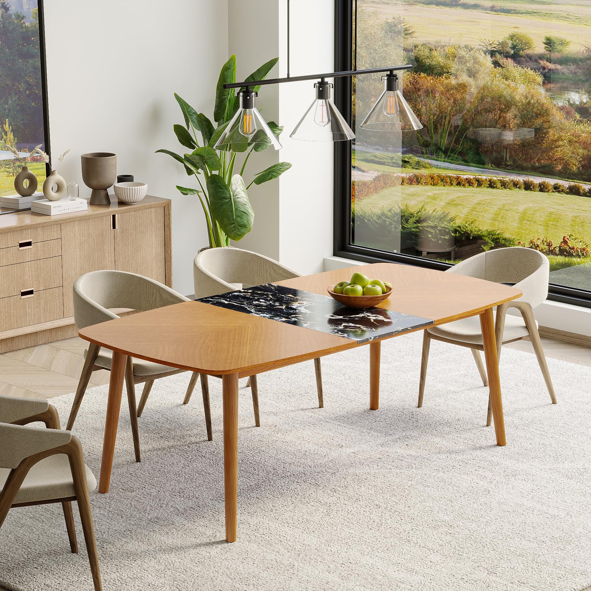 Wakefit Zafran 8 Seater Dining Table - with Marble Finish Tiles