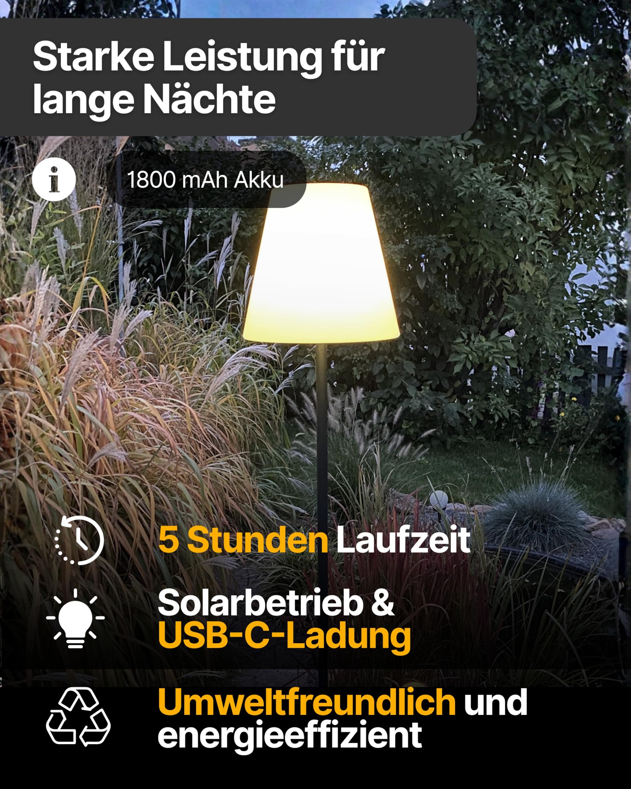 SCHWAIGER Solar Außenlampe LED-Stehleuchte IP44 dimmbar Farbwechsel Fernbedienung 4 Leuchtmodi