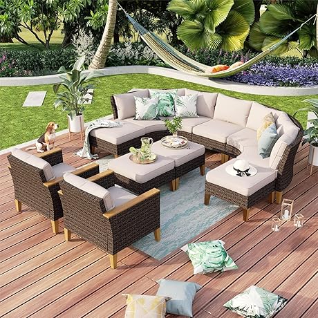 10 Pieces Extra Large Luxury Outdoor Furniture Wicker Patio Furniture Set
