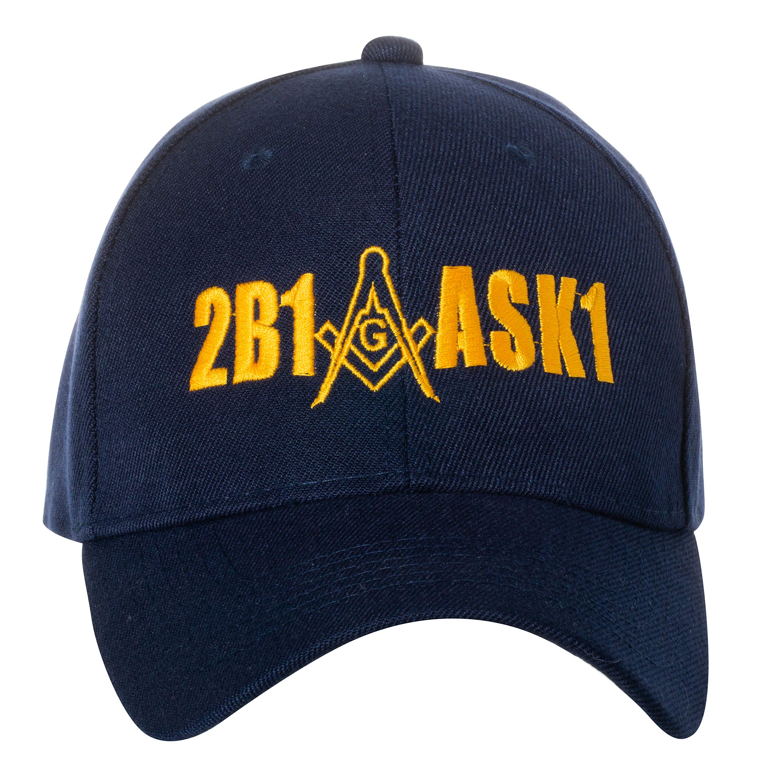 2B1 ASK1 Freemasons Masonic Square and Compass Embroidered Navy Blue Adjustable Baseball Cap