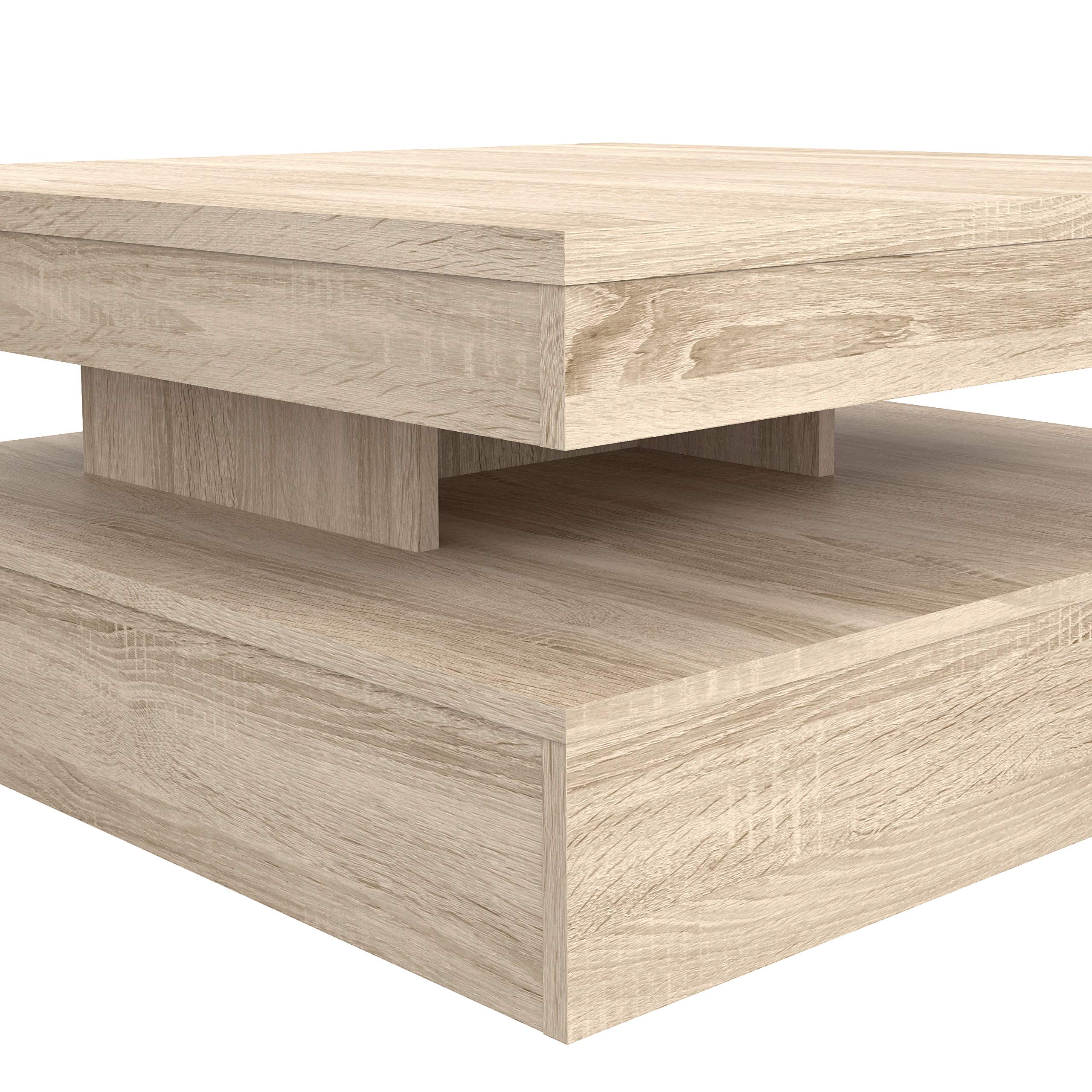 Mesa de centro con bandeja giratoria, cuadrado, 78 x 78 x 36 cm
