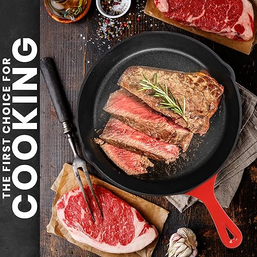 Miniatura 6 de Utopia Kitchen Juego de sartenes de hierro fundido de 3 piezas, sartén de chefs, sartenes de hierro fundido pre-sazonadas, 6, 8 y 10 pulgadas, fácil