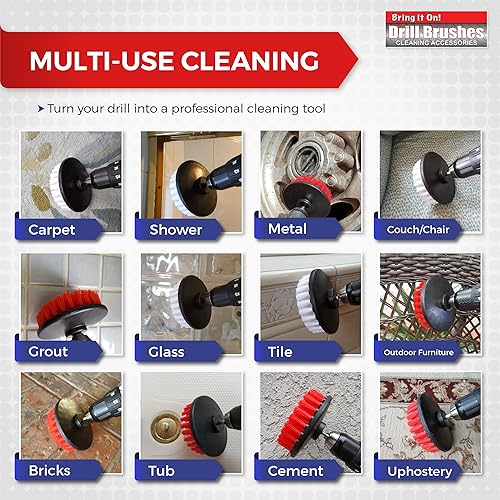 Miniatura 6 de Limpiador de lechada Cepillo plano de 5 pulgadas  Herramienta limpiador de azulejos y lechadas  Accesorio de cepillo de taladro  Depurador de baño y